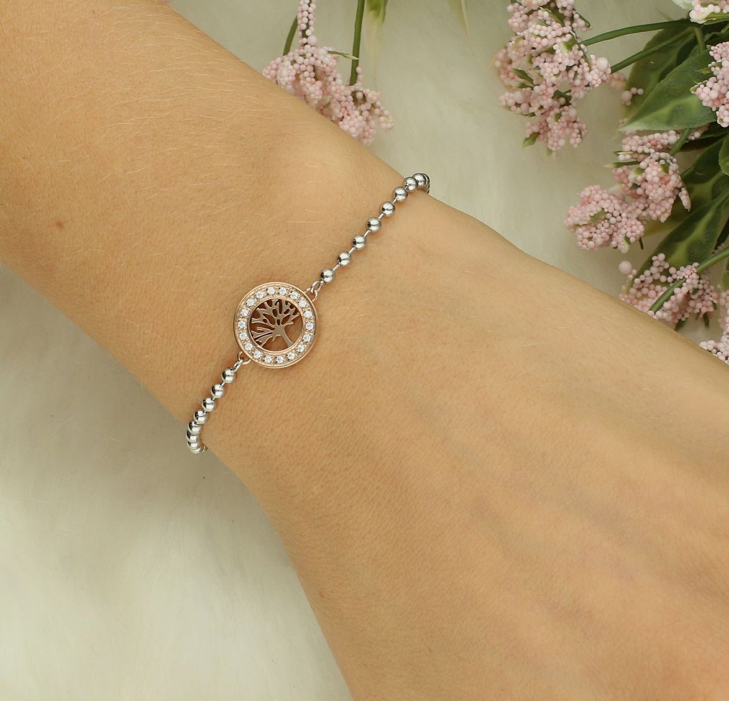 Bransoletka Nomination stalowa Italy Soffio d'amore różowe złoto Drzewko Szczęścia 134003 017.png